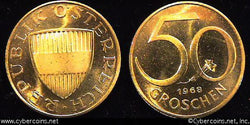Austria, 1968,  50 groschen, Proof, KM2885