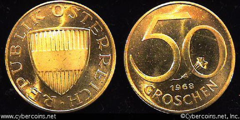 Austria, 1968,  50 groschen, Proof, KM2885