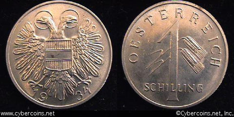 Austria, 1934,  1 schilling, UNC, KM2851