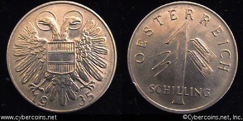 Austria, 1935,  1 schilling, AU, KM2851