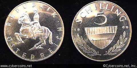 Austria, 1968,  5 schilling, Proof, KM2889