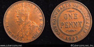 Australia, 1927, 1 penny, VF/XF, KM23  - brz