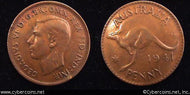 Australia, 1941P, 1 penny, XF, KM36