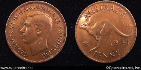 Australia, 1941P, 1 penny, XF, KM36