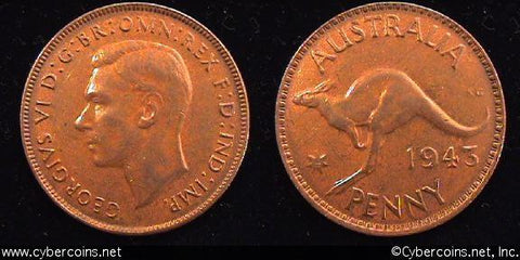 Australia, 1943(m),   1 penny,  AU, KM36