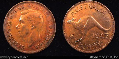 Australia, 1943M, 1 penny, XF+, KM36