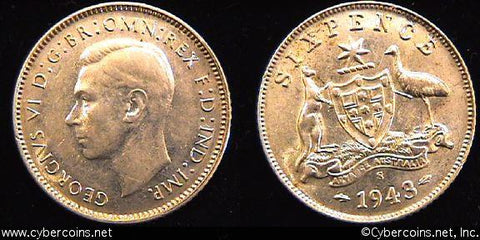 Australia, 1943,  6 pence, AU, KM38