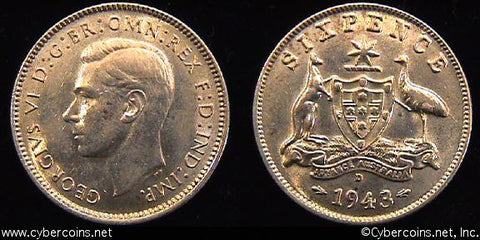 Australia, 1943D, 6 pence, AU, KM38