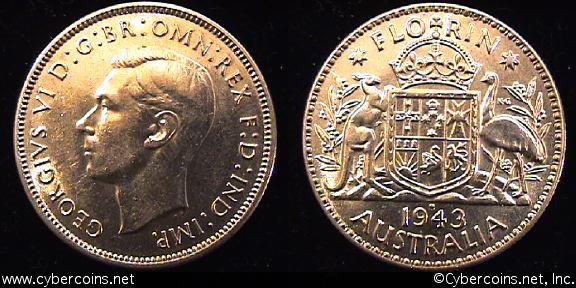 Australia, 1943S, 1 florin, Choice AU, KM40