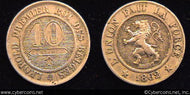 Belgium, 1862,  10 centimes, XF, KM22, Double date