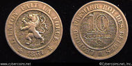 Belgium, 1864,  10 centimes, VF, KM22