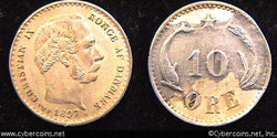 Denmark, 1897, 10 ore, UNC-, KM795.2