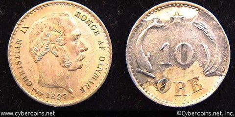 Denmark, 1897, 10 ore, UNC-, KM795.2