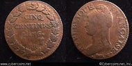 France, Lan5/6 BB, 5 centimes,  F, KM640.4