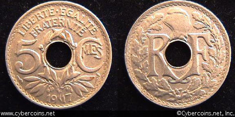 France, 1917,  5 centimes, AU, KM865