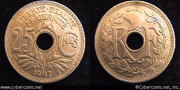 France, 1917,  25 centimes, AU, KM867a
