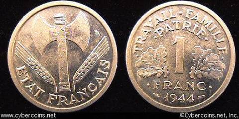 France, 1944, 1 franc,  UNC, KM902.1