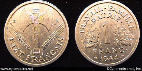 France, 1944B,  1 franc, AU, KM902.2