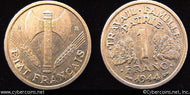 France, 1944B,  1 franc, AU, KM902.2