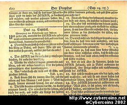 Gun Wad Bible leaf, printed in 1776, 1 page, about 10x7.5 inches. Condition is e
