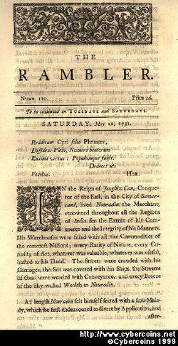 England, London "Rambler", 1751 May 11. Condition is Excellent
