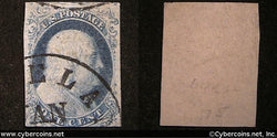 US #9 1 Cent Franklin - Used - fair cancellation.