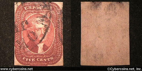 US #12 5 Cent Jefferson - Used - some details