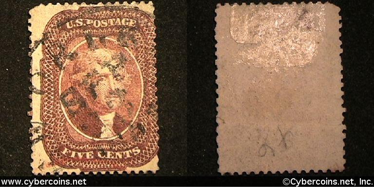 US #28 5 Cent Jefferson - Used - some details