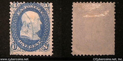 US #63 1 Cent Franklin - Used - trace blue