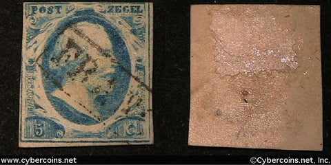 Netherlands #1a - 5 cent blue - used - still on