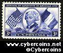 Scott 1010 mint sheet 3c (50) - Arrival of Lafayette in America -1777