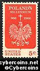 Scott 1313 mint sheet 5c (50) -   Poland's Millennium