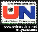 Scott 1419 mint sheet 6c (50) -   UN 25th Anniversary