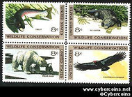Scott 1427-30 mint  8c -    Wildlife Conservation, 4 varieties, attached