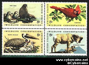 Scott 1464-67 mint  8c -    Wildlife Conservation, 4 varieties, attached