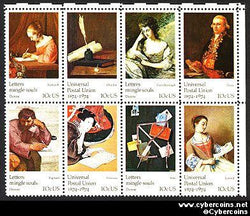 Scott 1530-37 mint sheet 10c (32) - Universal Postal Union ,8 varieties attached