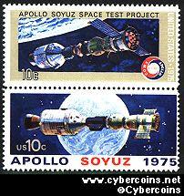 Scott 1569-70 mint sheet 10c (24) -   Apollo-Soyuz Mission, 2 varieties attached