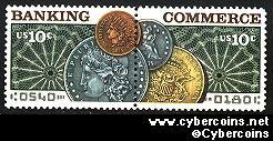 Scott 1577-78 mint sheet 10c (40) -   Banking & Commerce, 2 varieties, attached