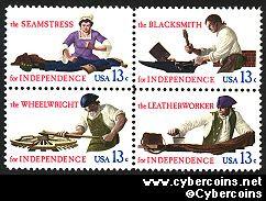 Scott 1717-20 mint sheet 13c (50) -  Skilled Hands, 4 varieties, attached