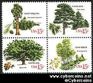 Scott 1764-67 mint 15c -  Trees, 4 varieties, attached