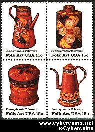 Scott 1775-78 mint 15c -  PA Toleware, 4 varieties, attached