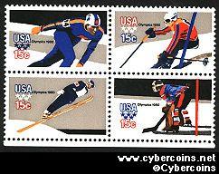 Scott 1795-98 mint 15c -  Winter Olympics, 4 varieties, attached