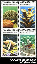 Scott 1827-30 mint 15c -  Coral Reefs, 4 varieties, attached