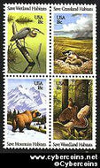 Scott 1921-24 mint 18c -  Wildlife Habitats, 4 varieties, attached
