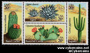 Scott 1942-45 mint 20c -  Desert Plants, 4 varieties, attached