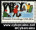 Scott 2027 mint 20c -  Winter Scenes, Christmas - Sledding