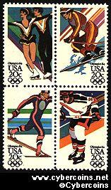 Scott 2067-70 mint 20c - Winter Olympics, 4 varieties, attached