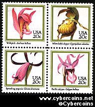 Scott 2076-79 mint sheet 20c (48) - Orchids, 4 varieties, attached