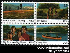 Scott 2160-63 mint sheet 22c (50) - Youth Year, 4 varieties, attached