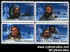 Scott 2220-23 sheet mint 22c (50) - Explorers, 4 varieties, attached